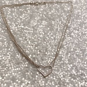 Silver Floating Open Heart Necklace